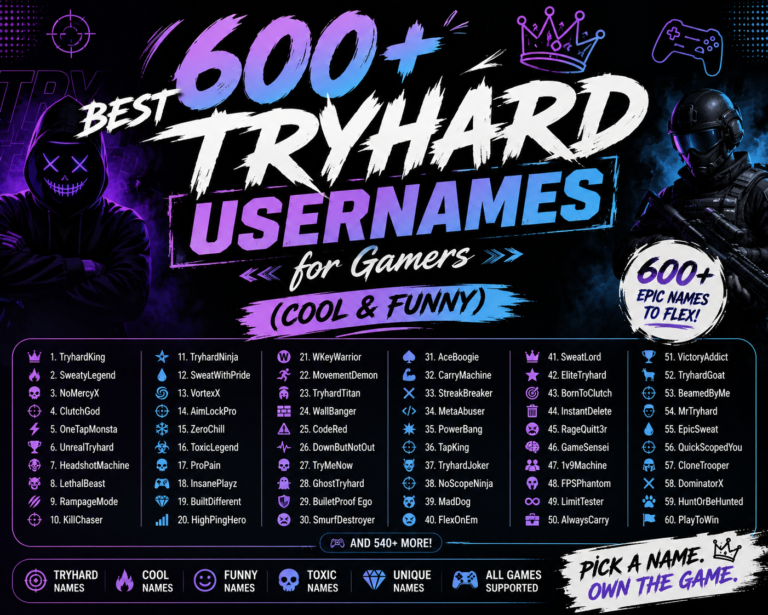 600+ Best Tryhard Usernames for Gamers (Cool & Funny)