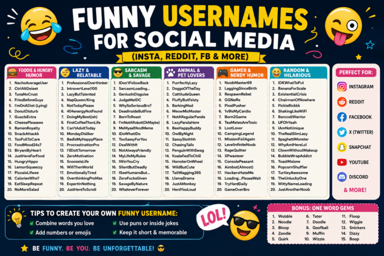 Funny Usernames for Social Media (Insta, Reddit, FB & More)