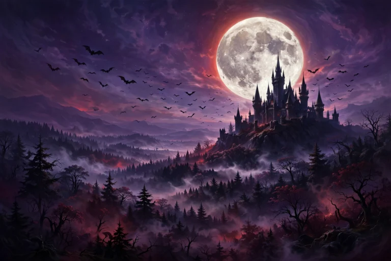Vampire names — gothic castle under a full moon